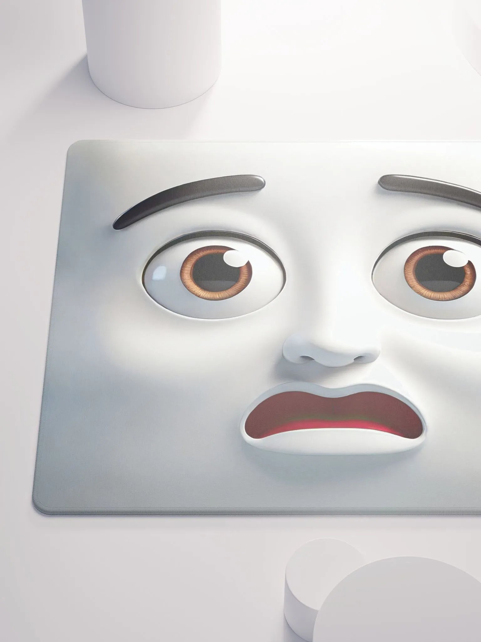 Worried Cartoon Face Premium Mouse Pad: Make Work More Playful! product image (6)