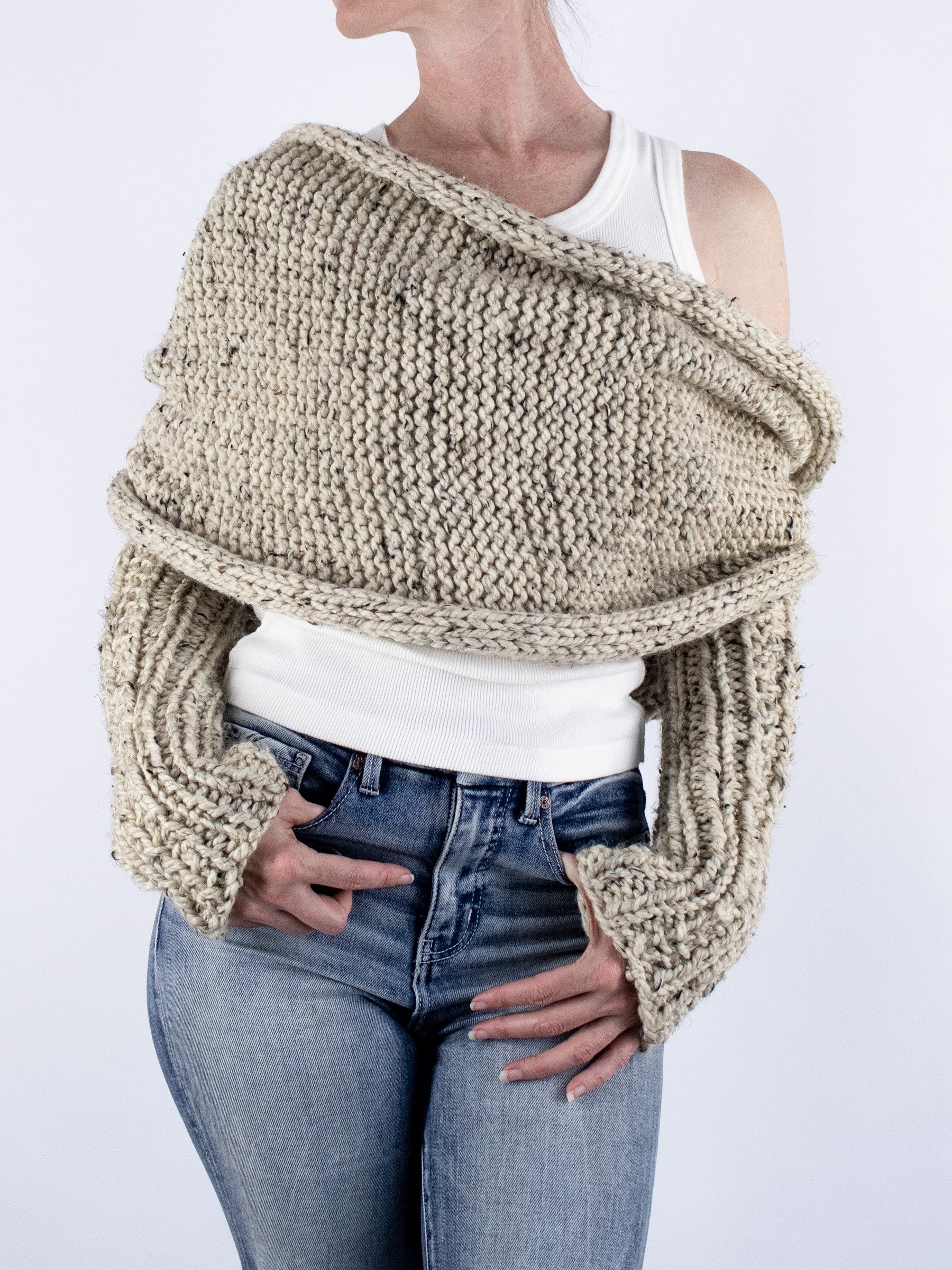 Chunky Knit Sweater Scarf Knitting Pattern PDF - Apricity product image (3)
