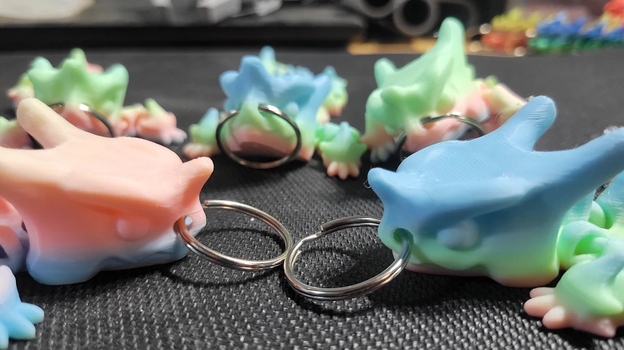 Articulated Dragon Keychain #1 (Pastel Green, Pink, Blue) product image (1)