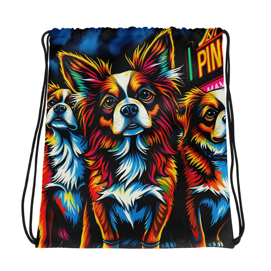 Neon Dogs All-Over Drawstring Bag product image (1)