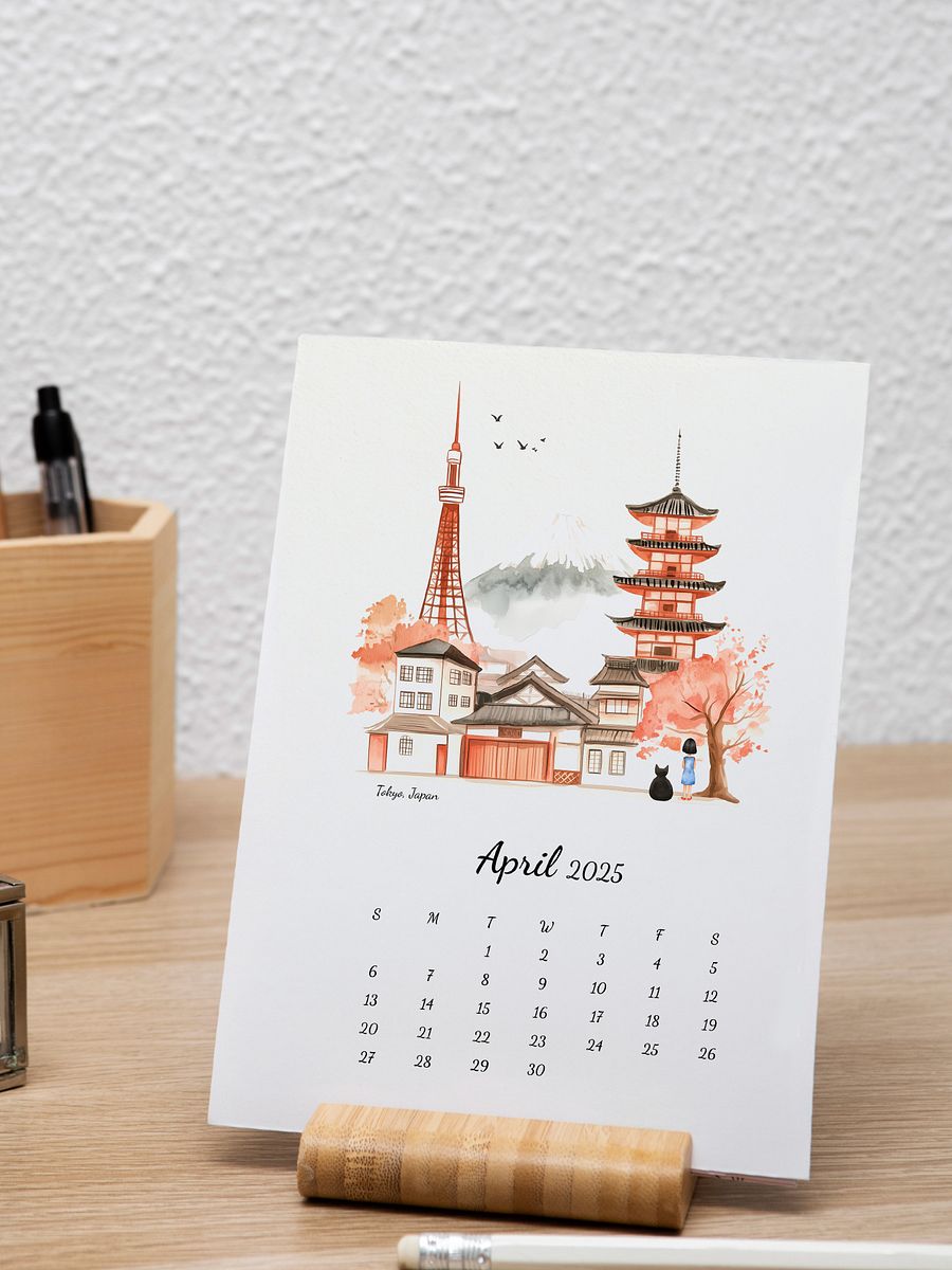 2025 Calendar | Minimal Watercolor Calendar For Travel Lovers | Wall Art | Minimal Digital Art | City Illustration | Home Decor | Gift Idea product image (3)