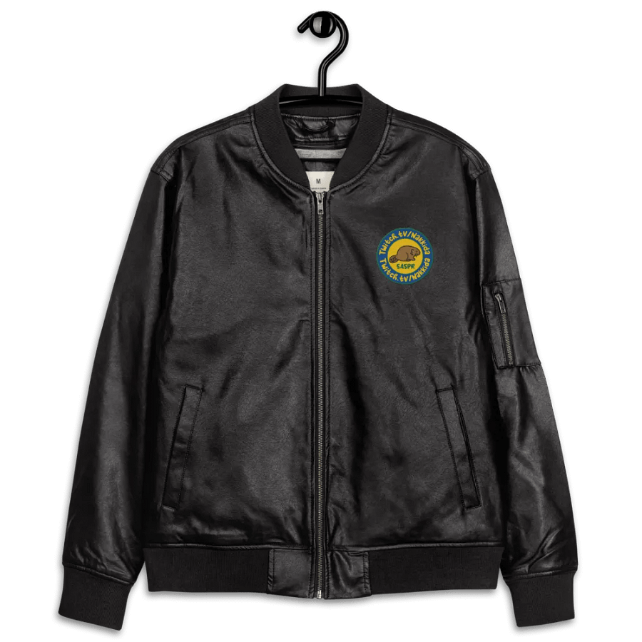 Embroidered SASPR Faux Leather Bomber product image (11)