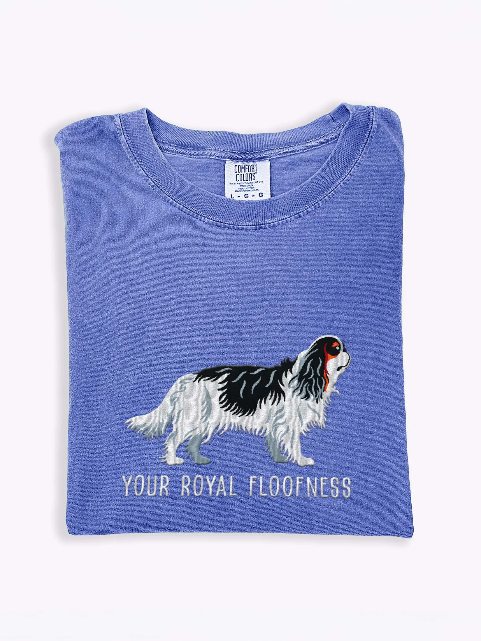Your Royal Floofness T-Shirt(Embroidered) of a King Charles Spaniel(Tricolor) product image (1)