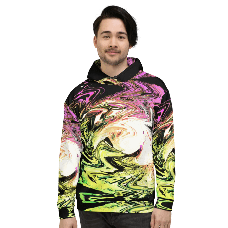 Abstract Neon Daisy Swirl All Over Print Pull Over Hoodie product image (5)