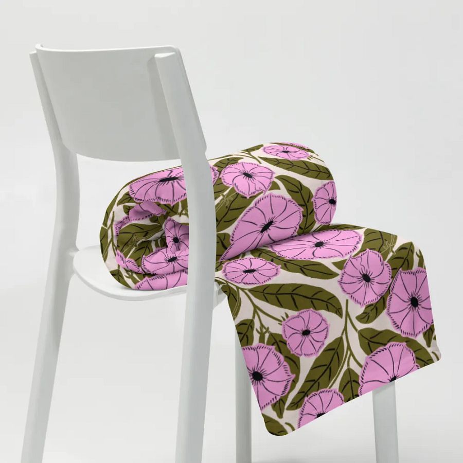 Dipladenia Dreams - Pink and Green - Throw Blanket product image (7)