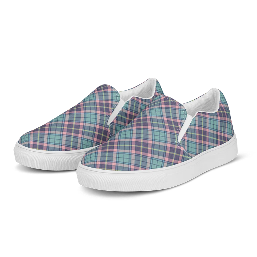 Light Green, Purple, and Pink Plaid Women's Slip-On Shoes product image (3)