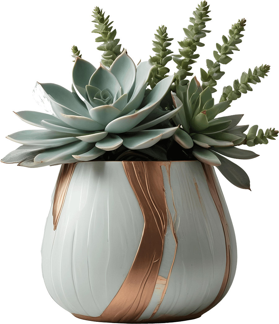 Gatsby Grace – Succulent Vase with Flowing Gold Accents PNG product image (1)