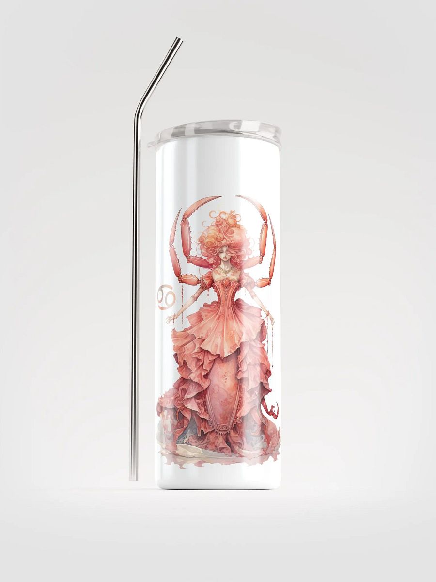 Illustrated Cancer Zodiac Stainless Steel Tumbler: Embrace Lunar Grace! ♋🌙 product image (1)