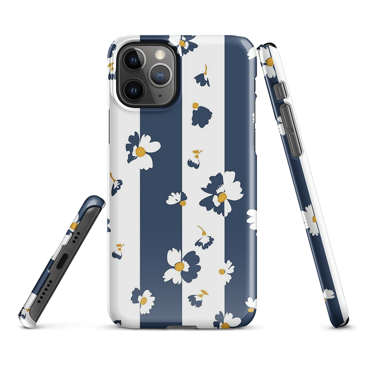 Midnight Bloom: Chic Stripes Meet Wild Petals iPhone case product image (1)