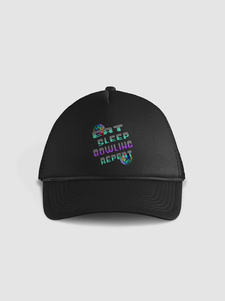 Eat Sleep Bowling Repeat Angle Strike Style Foam Trucker Hat product image (1)