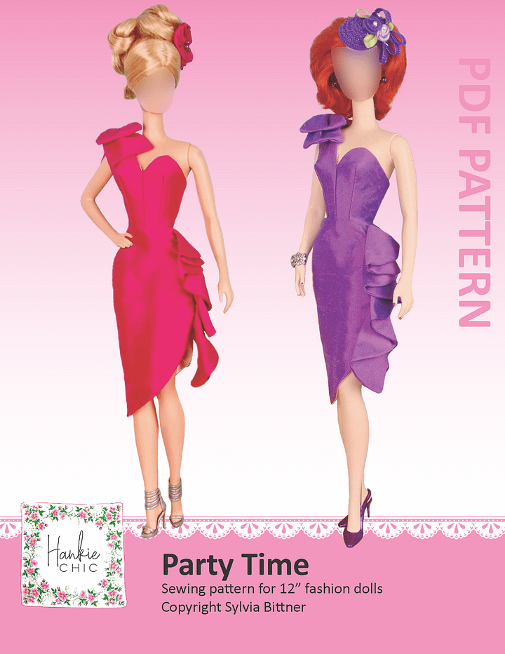 Party Time sewing pattern for 12" fashion dolls product image (1)