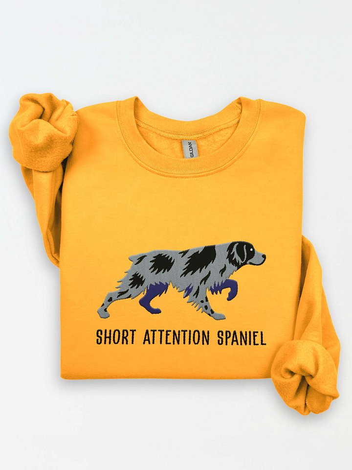 Short Attention Spaniel Sweatshirt (Embroidered) of a Brittany Spaniel(Roan) product image (1)
