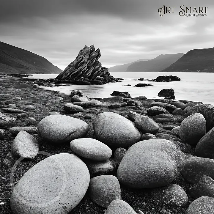 Poster - Rocky Shores in Black and White product image (1)