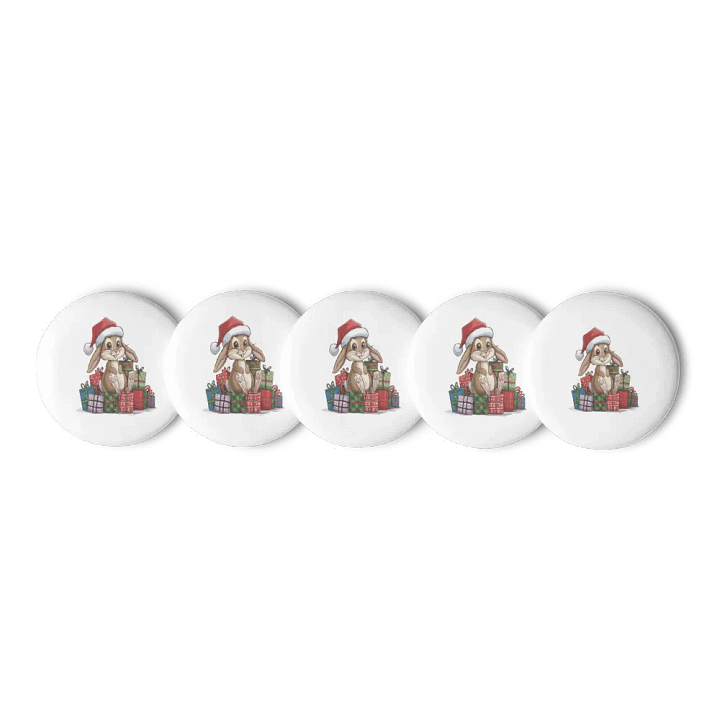 Santa Bunny white Set of Pin Buttons product image (1)