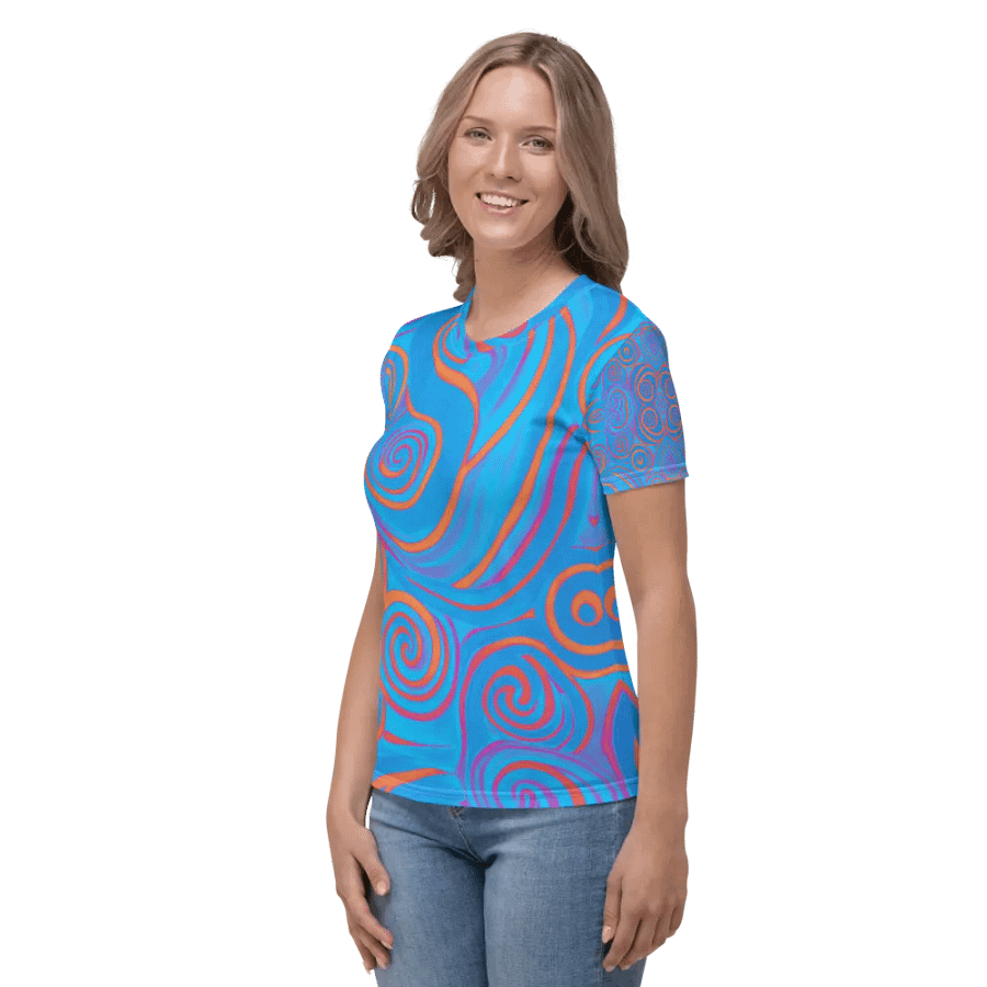 Funky Blue Dreams Liquid Tie-Dye Women's Crewneck T-shirt product image (3)