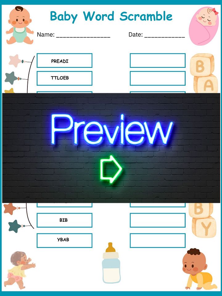 Baby Word Scramble Worksheet product image (2)
