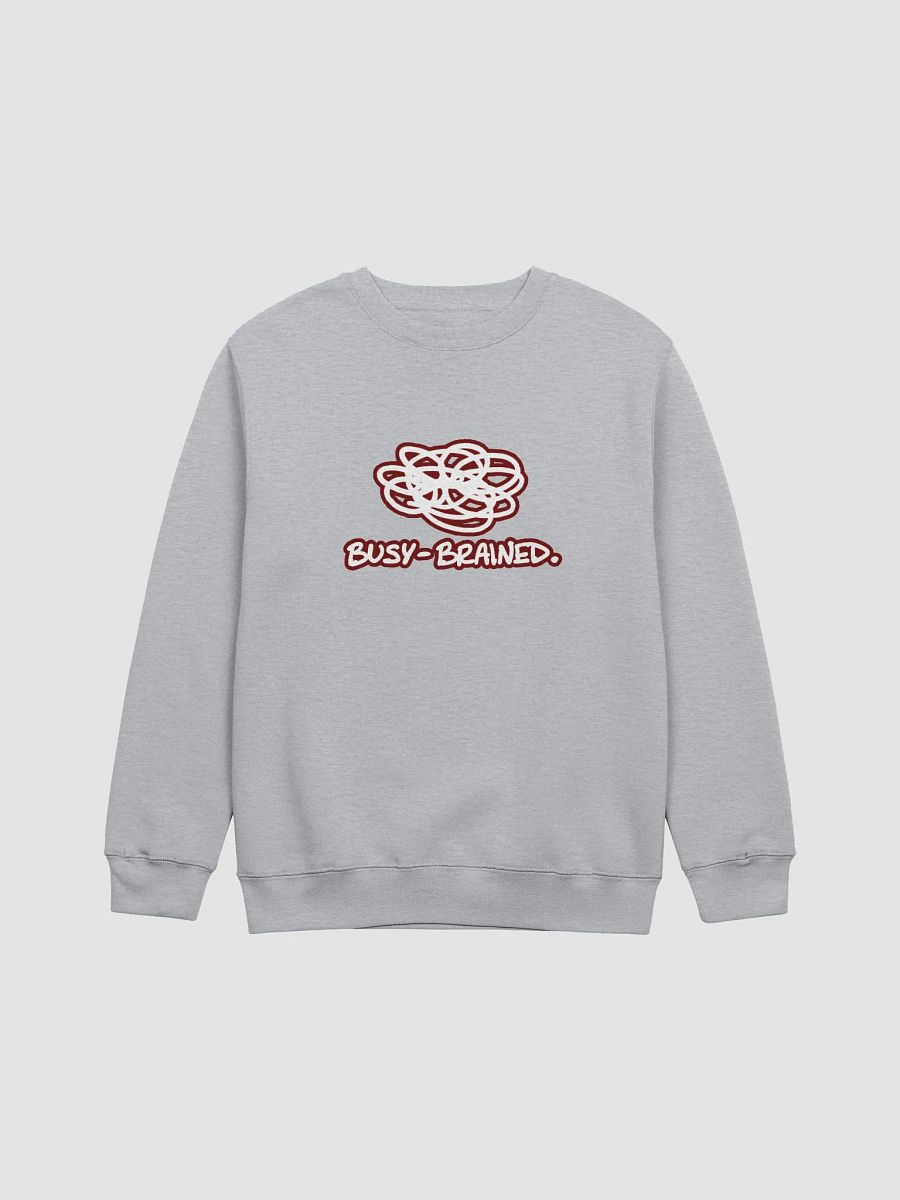BUSY-BRAINED (lined design, #6D1616) printed crewneck product image (9)