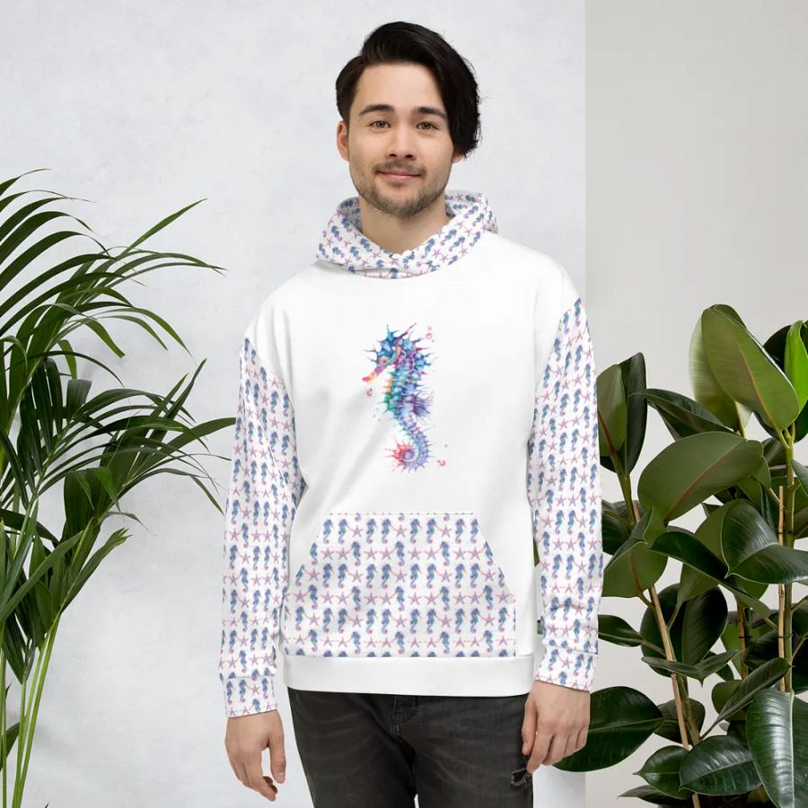 Vibrant Watercolour Seahorse Dreams Hoodie product image (6)