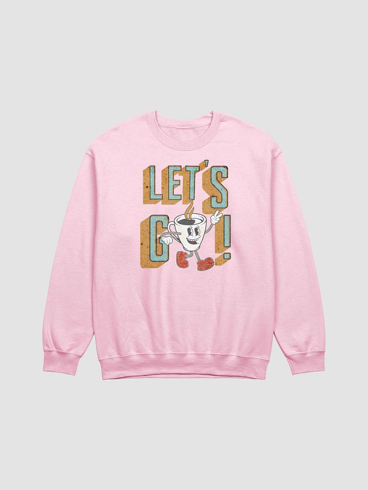 Lets Go Coffee Mascot Cheerful Coffee Peace Sign Crewneck product image (11)