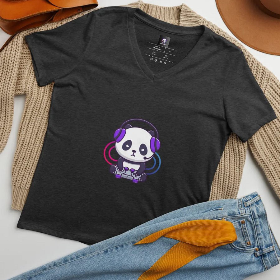 Roro Panda Bella+Canvas Women's Relaxed V-Neck T-Shirt product image (46)