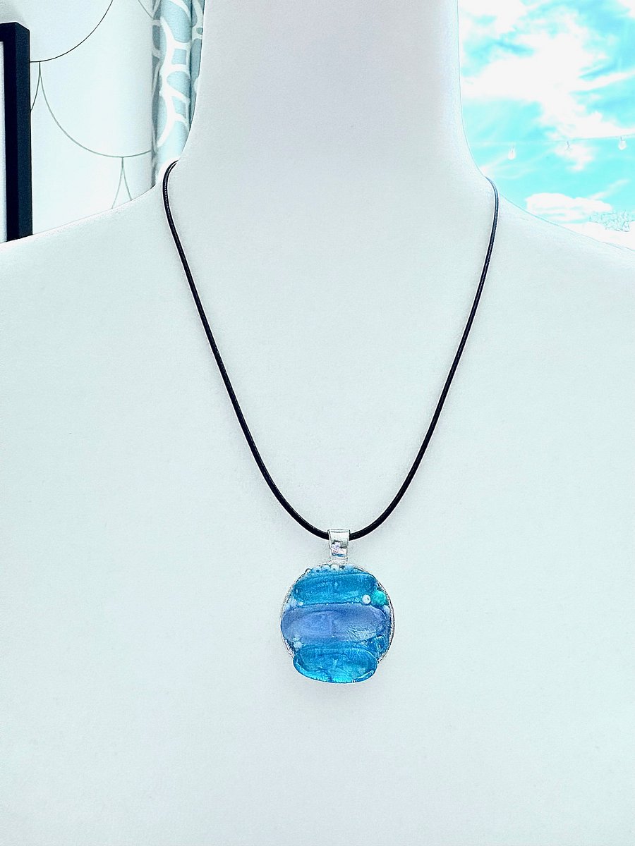 Coastal Calm Horizon Pendant Necklace | Handmade Glass Art Jewelry | Monique Faella Designs™ | MFD-00209 product image (4)