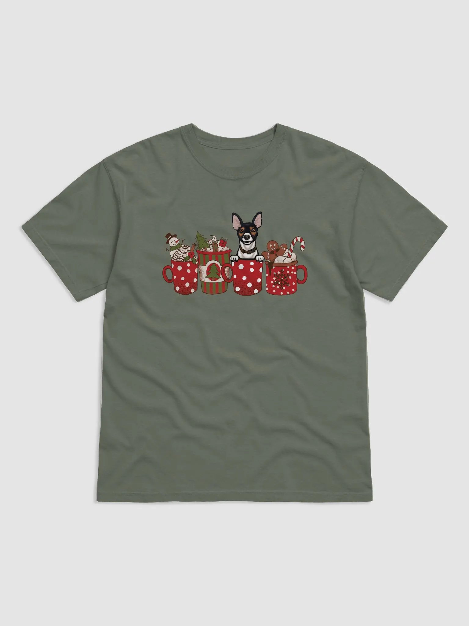 Cute Rat Terrier in a Christmas Cup T-Shirt | Funny Christmas Pup in a Cup product image (19)