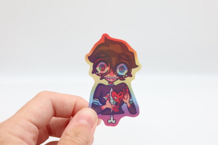 Holographic heart and bones sticker product image (1)