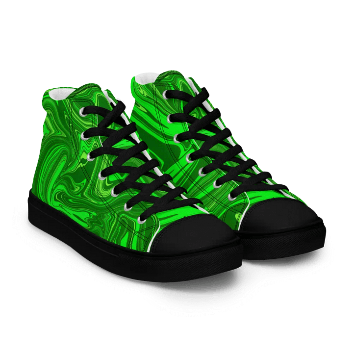 Men's High Top Canvas Shoes - Different Shades of Green Digital Fluid Art product image (1)
