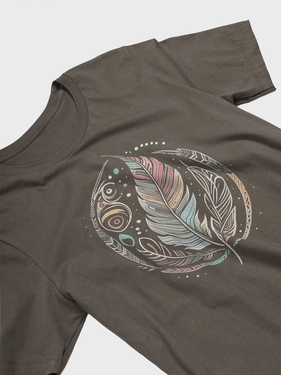 Boho Feather T-Shirt, Artistic Tribal Feathers Tee, Nature-Inspired Graphic Shirt, Bohemian Hippie Gift, Earthy Aesthetic T-shirt product image (7)