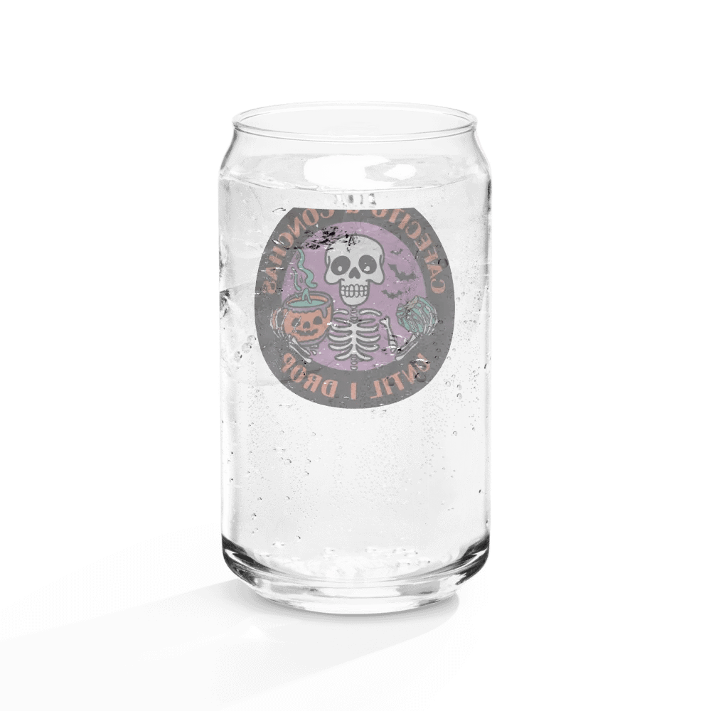 Cafecito and Conchas Halloween Skeleton 16oz Can-Shaped Drinking Glass product image (11)
