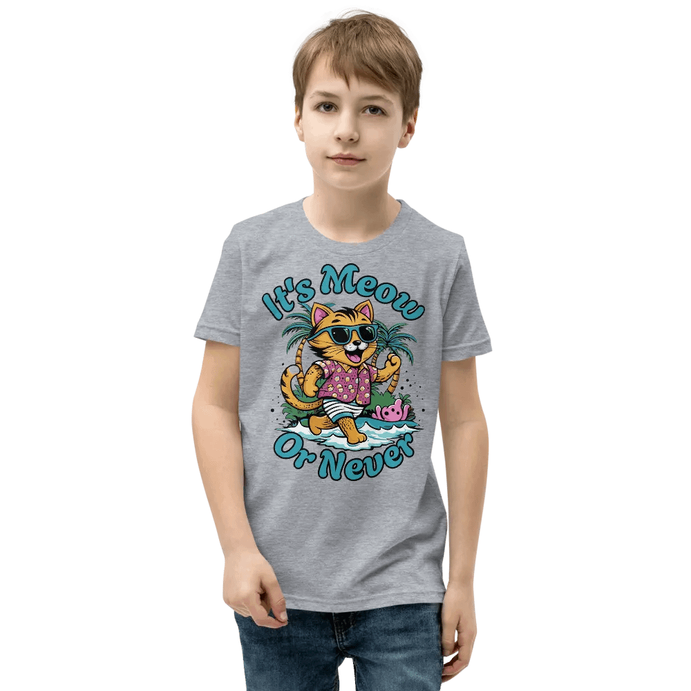 Meow or Never Beach Cool Cat - Cotton T-Shirt for Kids product image (2)