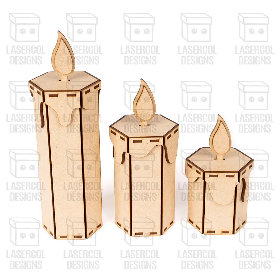 Christmas Candle Shaped Box (Three Sizes) - Laser Cut Files product image (2)