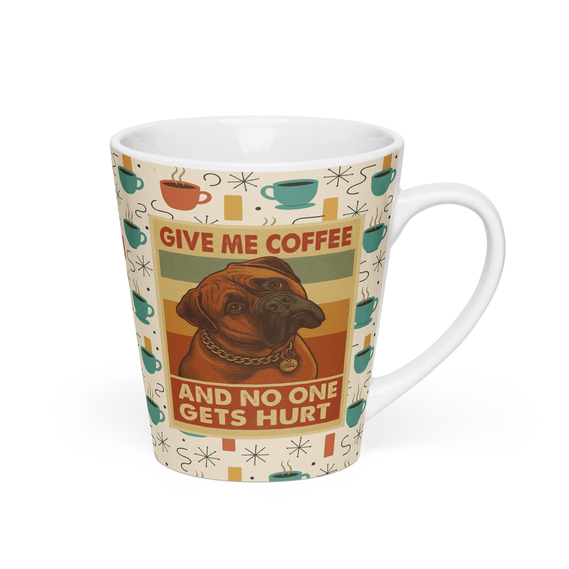 Bullmastiff Latte Mug – “Give Me Coffee and No One Gets Hurt” | Retro Dog Lover Cup product image (2)