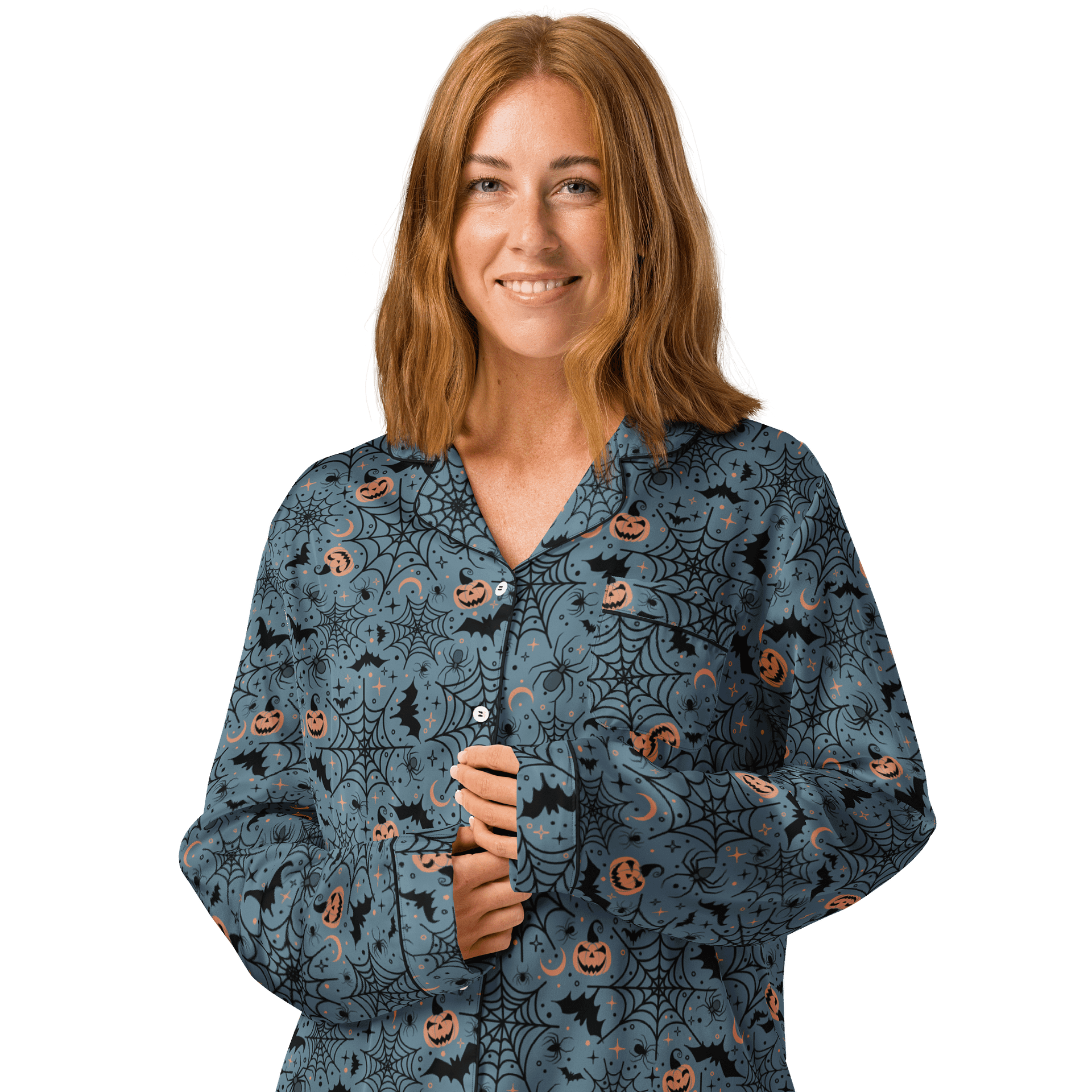 Retro Halloween Pajama Shirt in Soft Indigo product image (3)