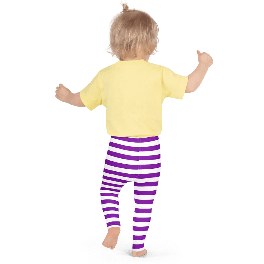 Striped Purple and White Kids Leggings product image (4)