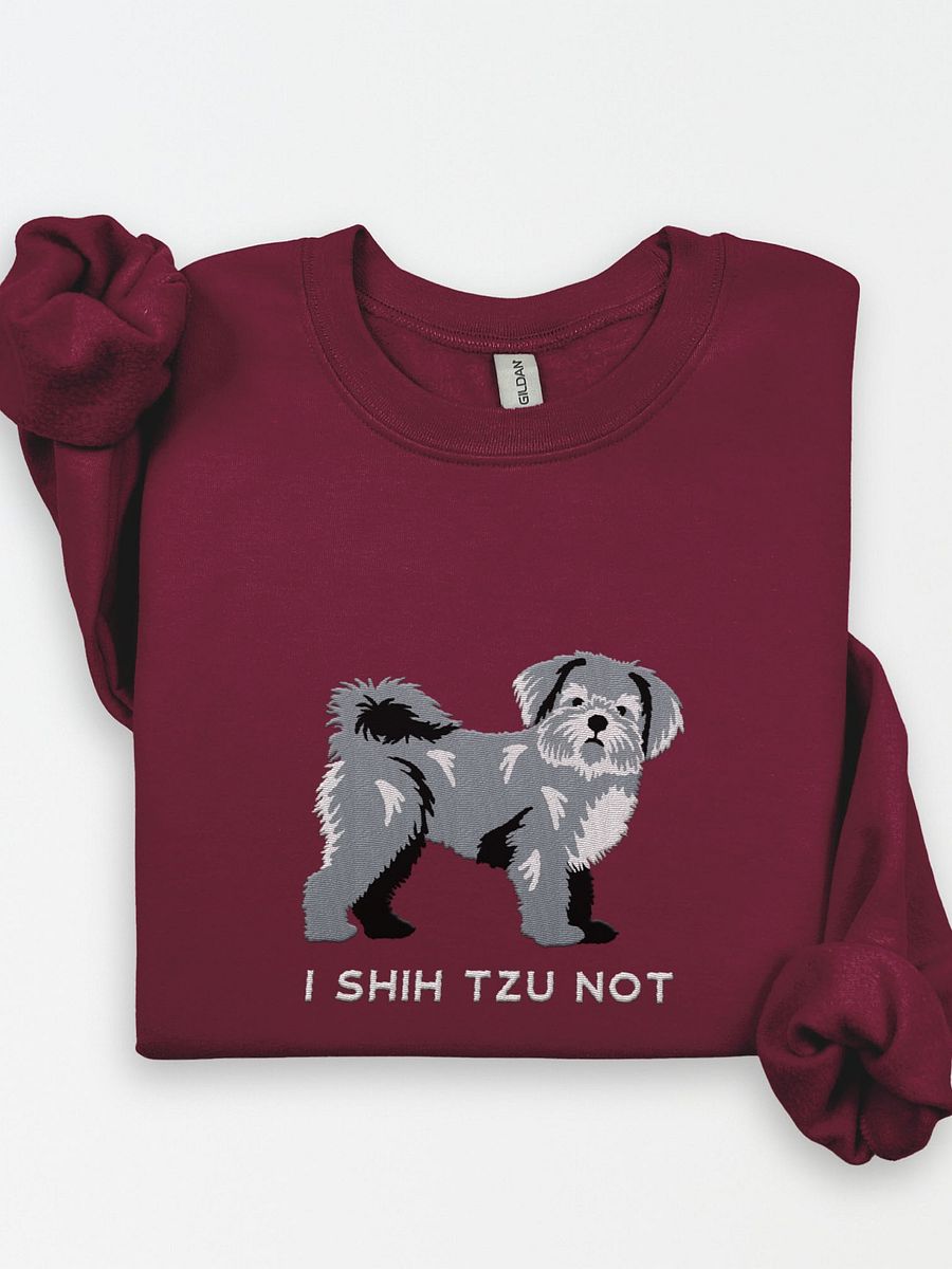 I Shih Tzu Not Sweatshirt (Embroidered) of a Shih Tzu(Blue) product image (1)