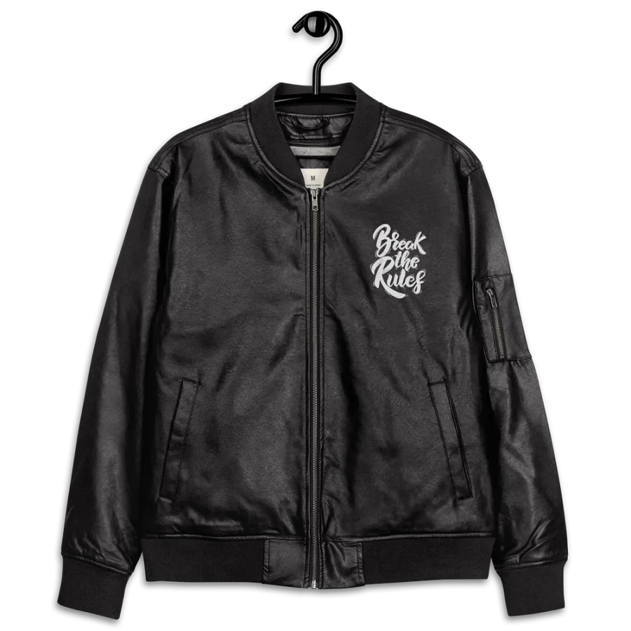 BREAK - Pixelated Portrait Faux Leather Bomber Jacket product image (12)