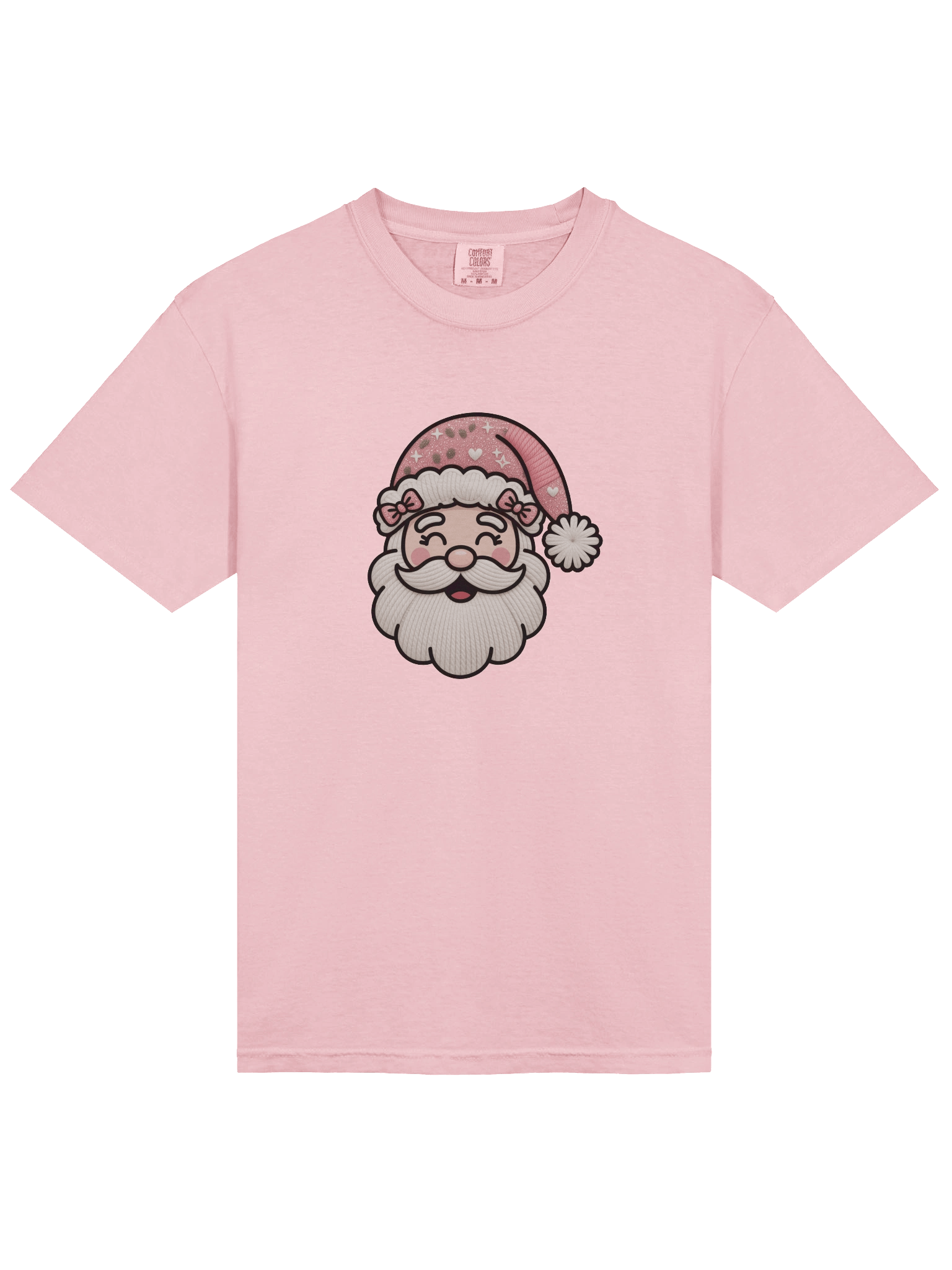 Pastel Pink Santa T-Shirt | Aesthetic Cozy Christmas Graphic Tee product image (3)