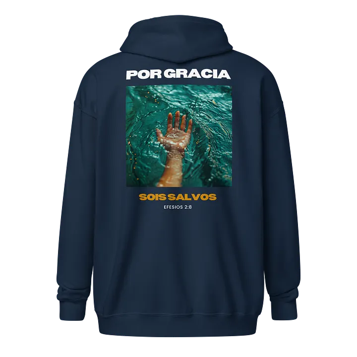 Sudadera Unisex con Capucha y Cremallera | Por gracia sois salvos product image (1)