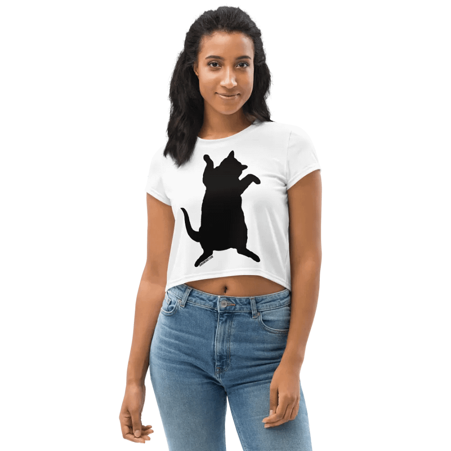 Dancing for Demeowcracy Black Cat Silhouette Crop Tee product image (4)