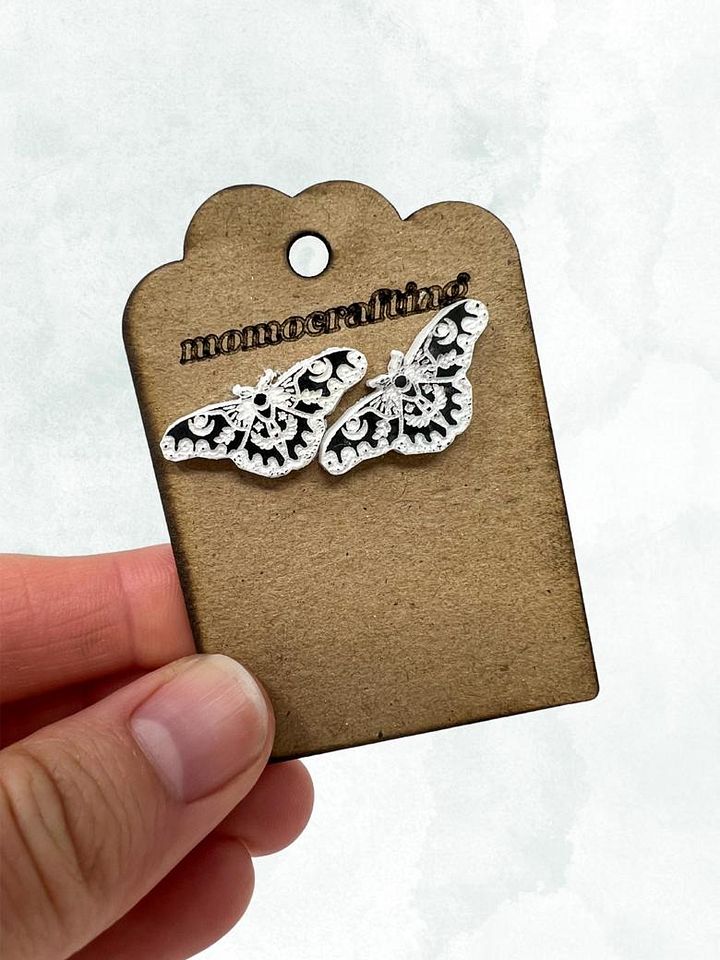 Mystical Moth Stud Earrings (Black and White) product image (1)