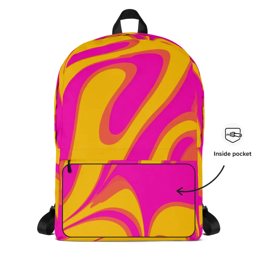 Pink and Yellow Psychedelic Swirls All-Over Backpack product image (4)