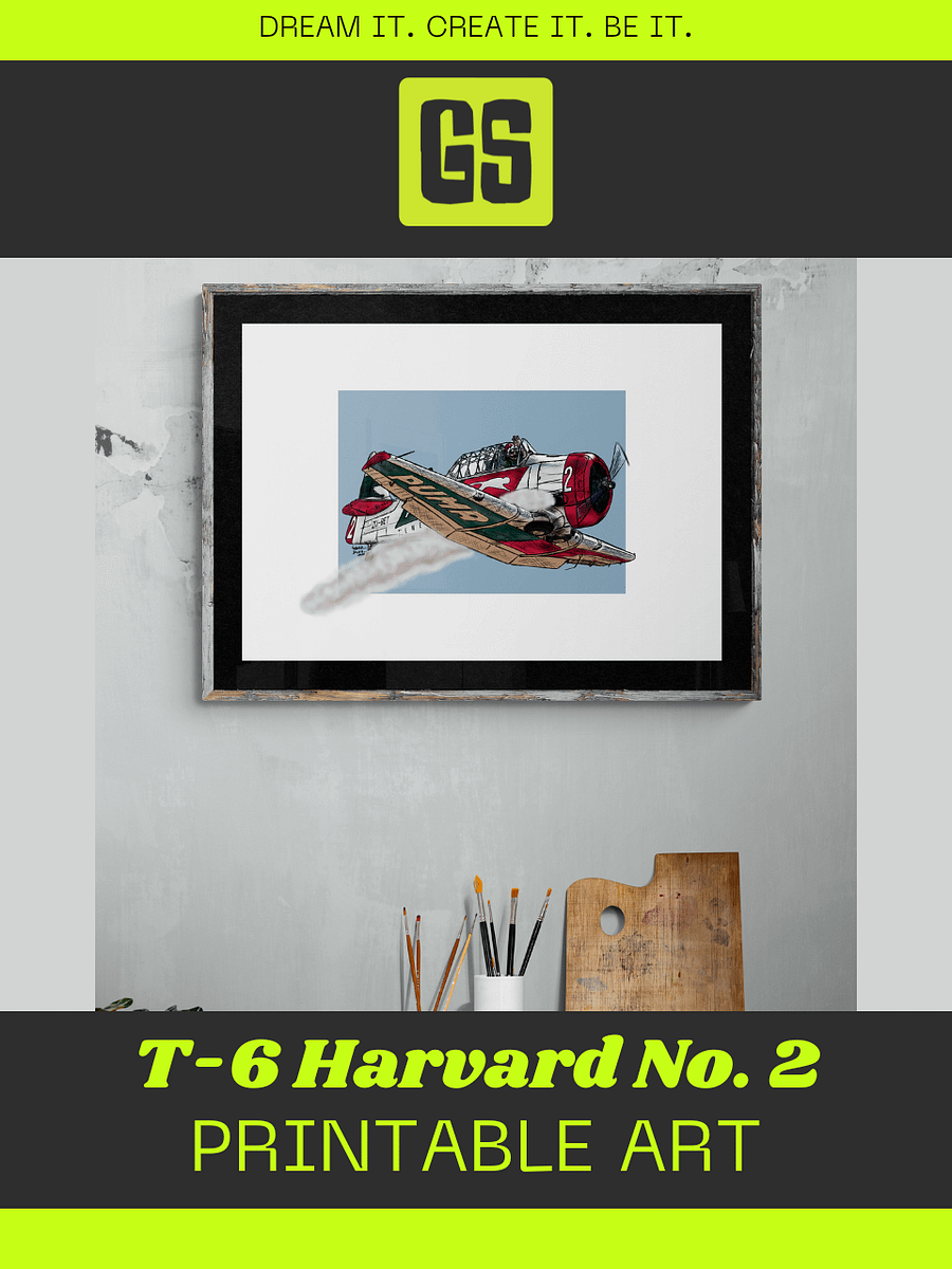 T-6 Harvard No 2 Printable Aviation Wall Art with Blue and White Background product image (6)