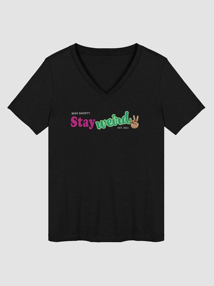 Stay Weird with a Peace Sign V Neck T product image (2)