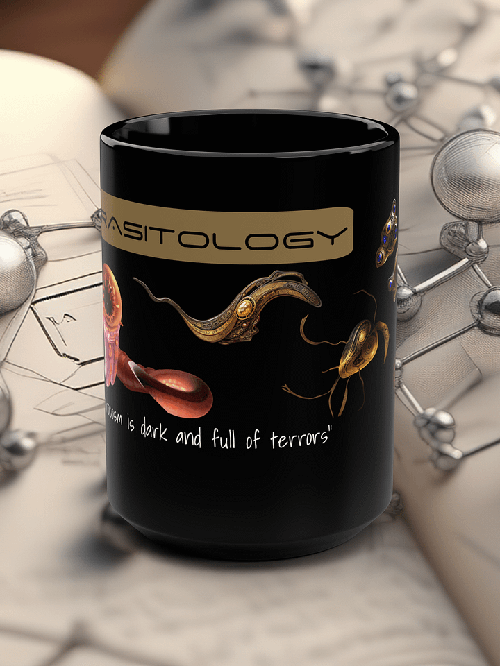 Black Ceramic Parasitology Mug - Science Lover Gift - parasites- Microbiologist- researcher-protozoa- worms product image (1)