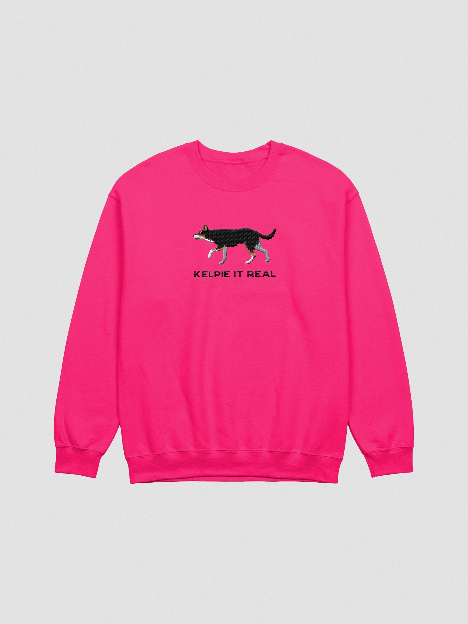 Kelpie It Real Sweatshirt (Embroidered) of an Australian Kelpie(Tricolor) product image (4)
