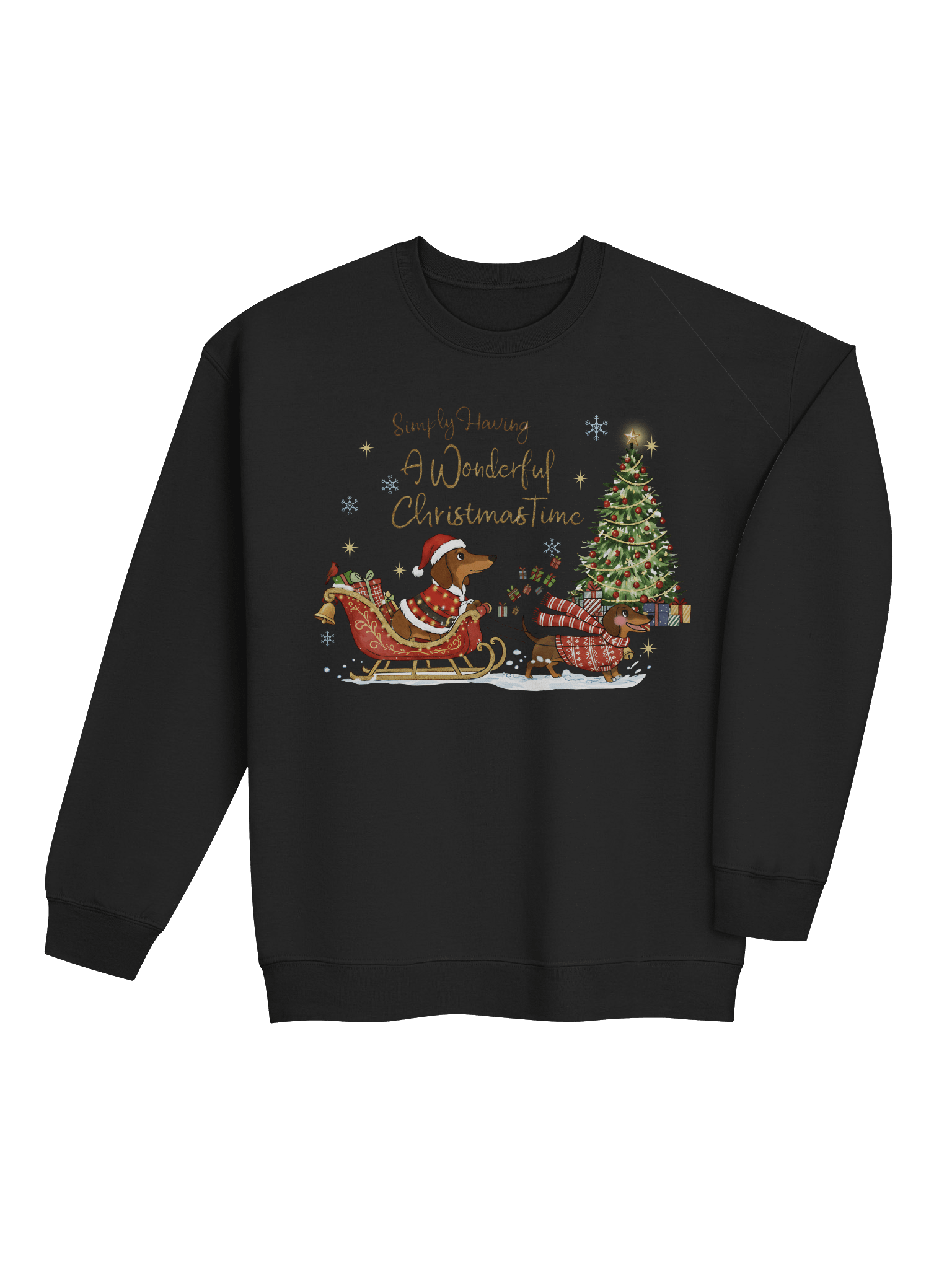 Simply Having A Wonderful Christmastime Dachshund Sweatshirt – Cute Holiday Sleigh Dog Design product image (4)