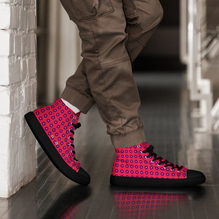 Abstract Red Men's Canvas Shoes High Tops product image (1)