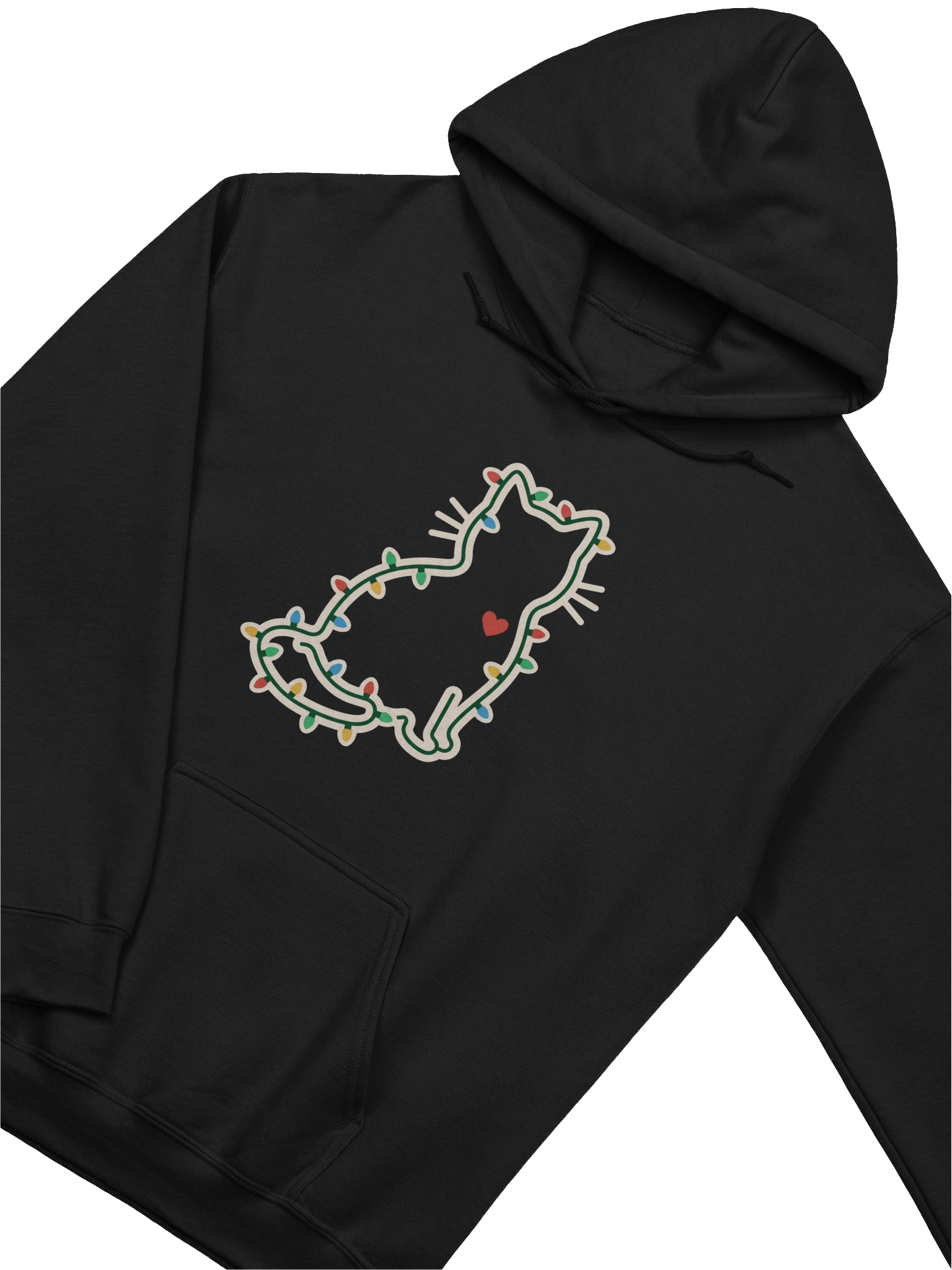 Lights & Whiskers — Minimal Cat Christmas Hoodie product image (3)