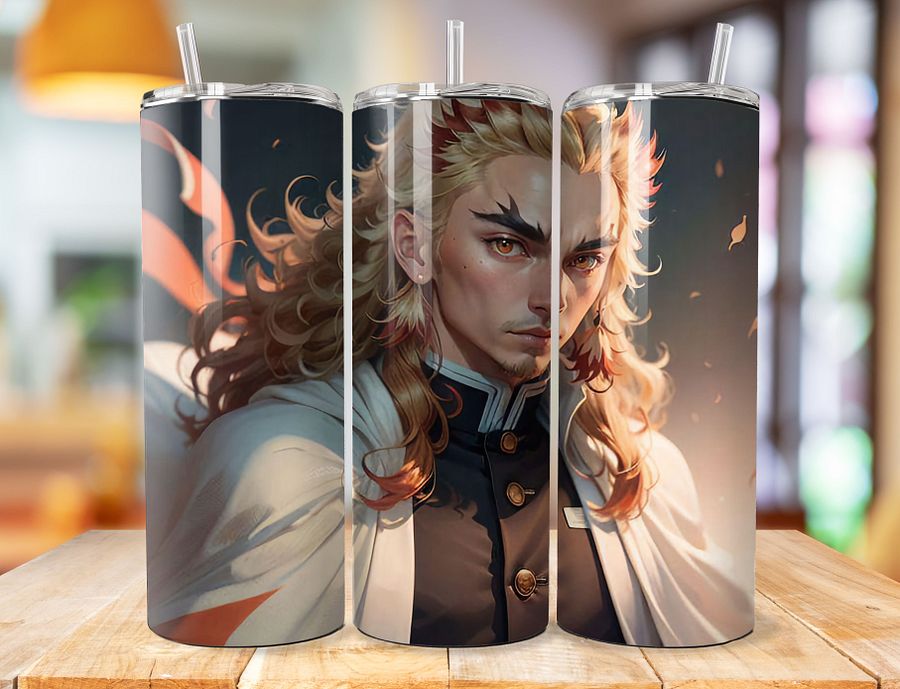 Kyojuro Rengoku 20 oz Stainless Steel Tumbler – Demon Slayer Flame Hashira Unyielding Resolve Design product image (1)